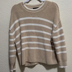 Banana Republic Beige and White Striped Sweater